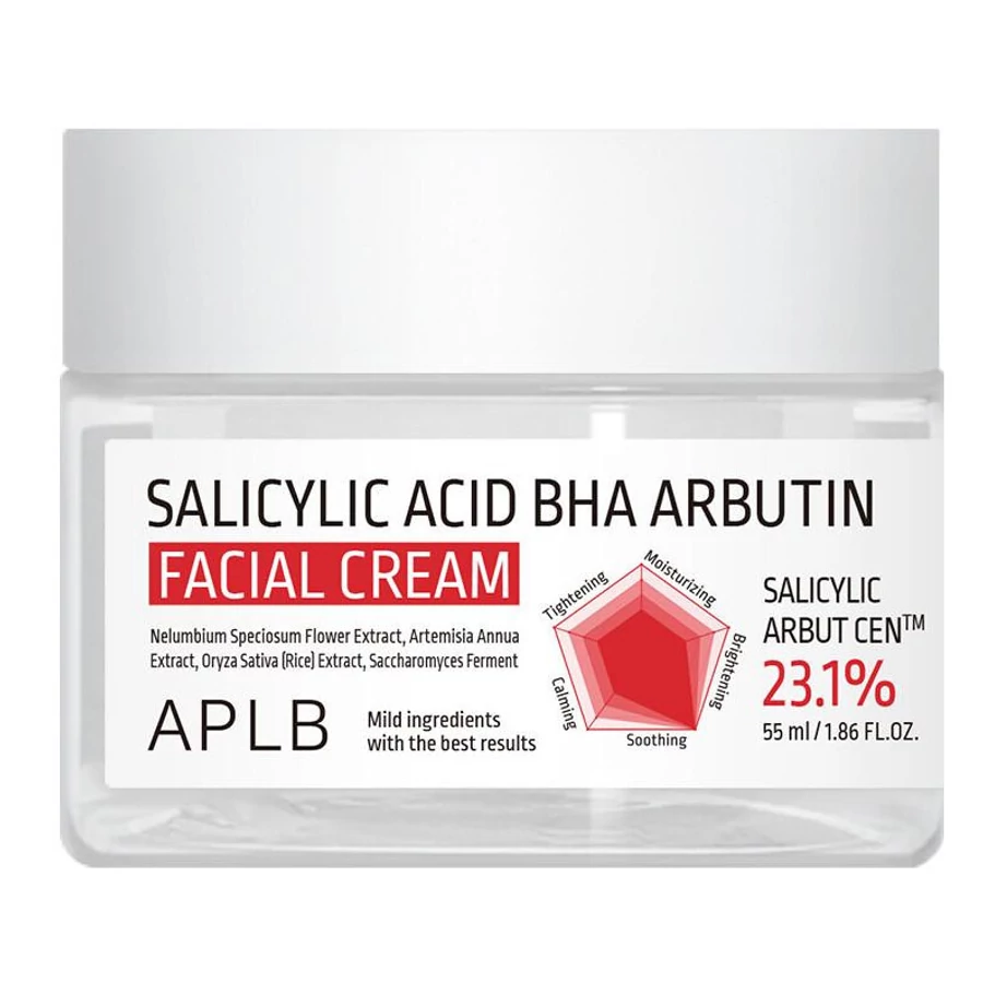 APLB Salicylic Acid BHA Arbutin Facial Cream – Nawilżający Krem do Twarzy 55 ml